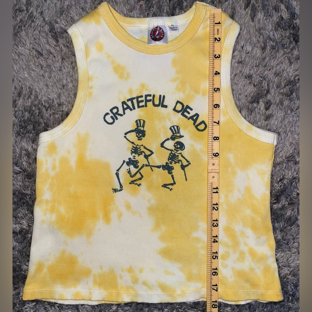 Grateful Dead Y2K Fairycore Yellow Women’s XL Cropped Tank Top☠️